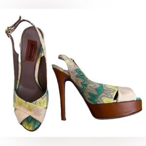 Missoni Zig Zag Fabric Covered Platform Heels. Size 6